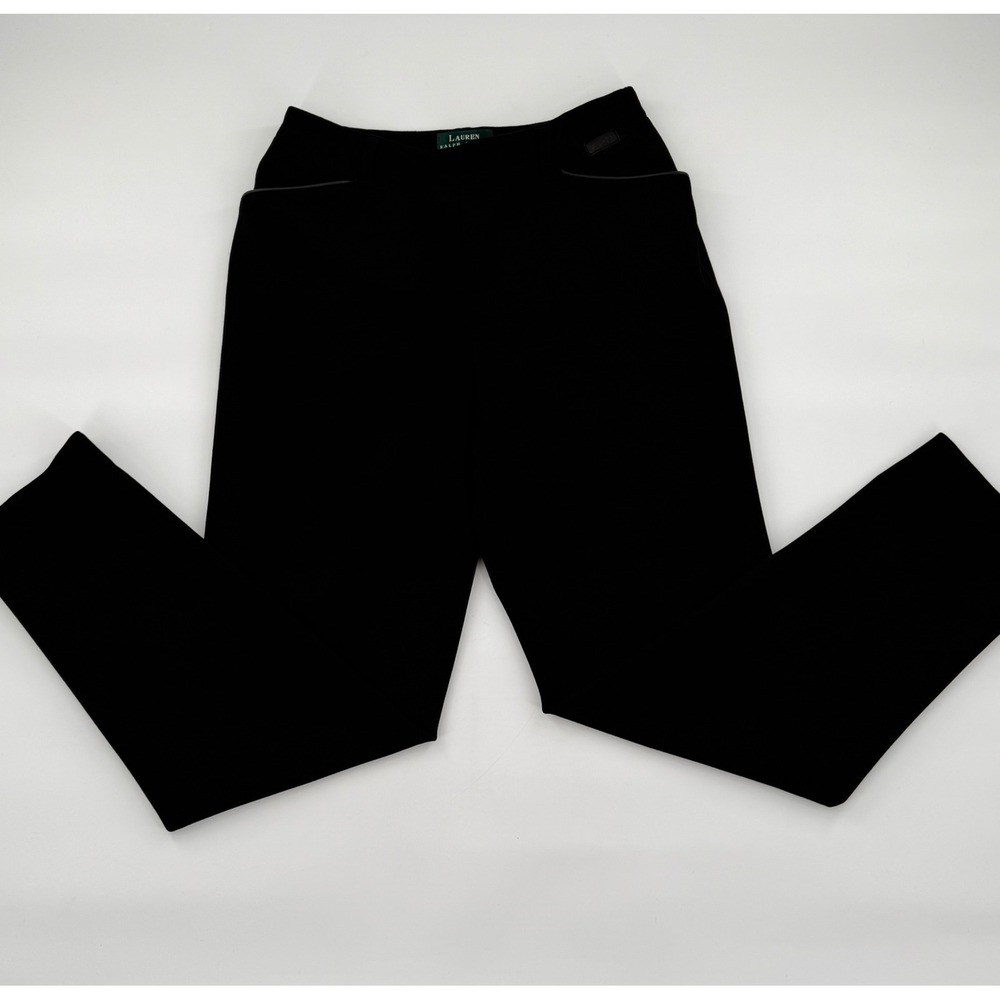 Lauren Ralph Lauren Petite Black Wool Blend Straight Leg Trousers Pants 10P